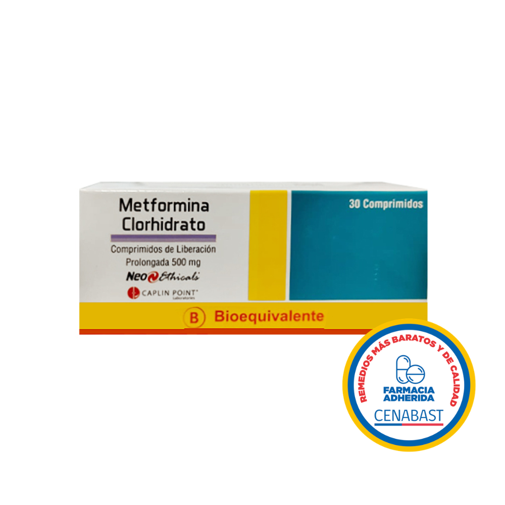 METFORMINA 500 MG X 30 COMPRIMIDOS LIBERACION PROLONGADA CENABAST