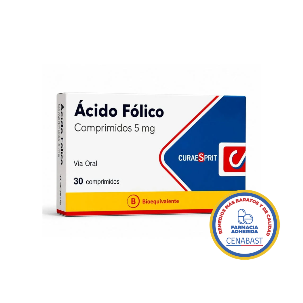 ACIDO FOLICO 5MG x 30 COMPRIMIDOS CENABAST