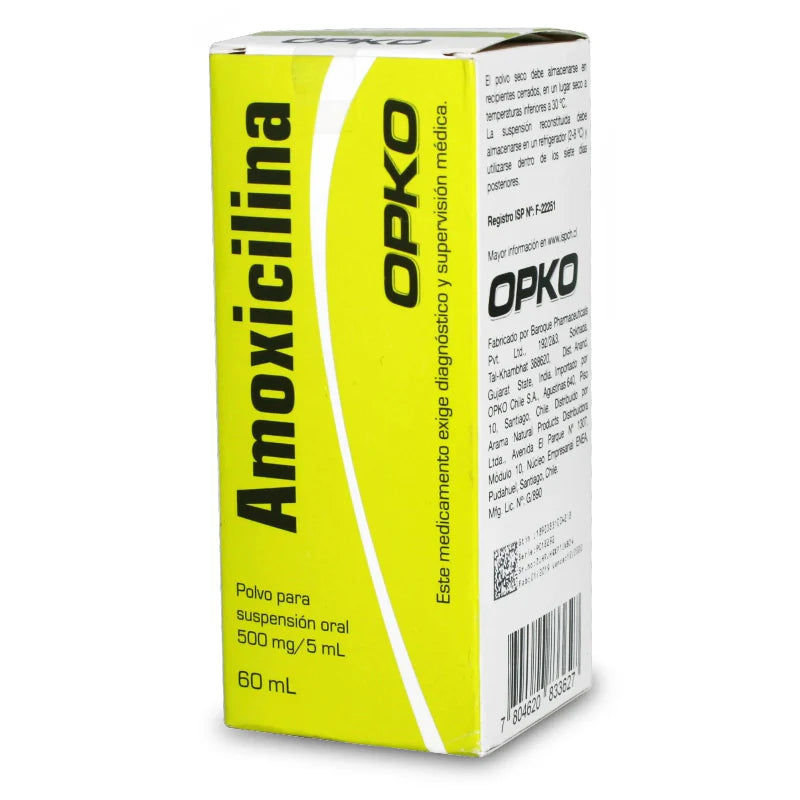 AMOXICILINA SUSPENSIÓN ORAL 500 MG / 5 ML X 60 ML OPKO