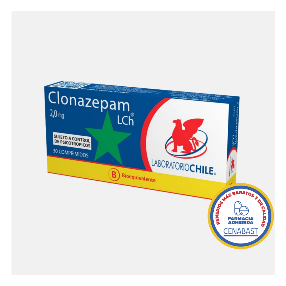 CLONAZEPAM 2.0 MG X 30 COMPRIMIDOS CENABAST