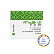 VITAMINA B1-B6-B12 SOLUCION INYECTABLE 3 AMPOLLAS CENABAST