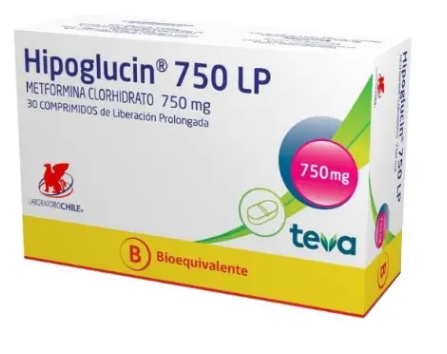 HIPOGLUCIN 750MG LP COM. X 30