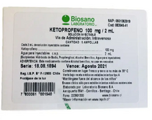 KETOPROFENO SOLUCIÓN INYECTABLE 100 mg/2 mL