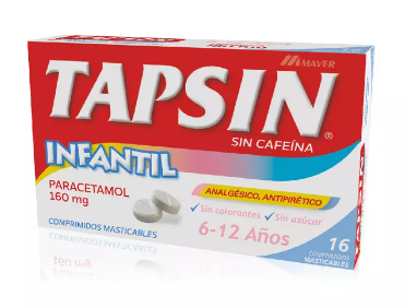 TAPSIN INFANTIL COMP MAST 160 MG X 16 U